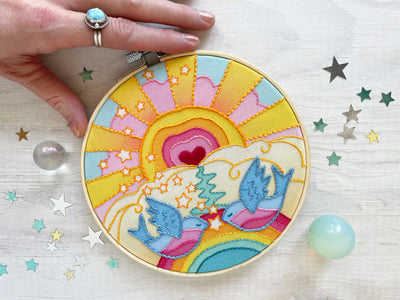 Rainbow Lovebirds Hand Embroidery pattern PDF download