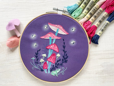Mushroom Glow Beginner Hand Embroidery pattern