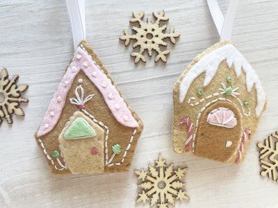 Gingerbread Houses felt plush ornament Sewing Pattern