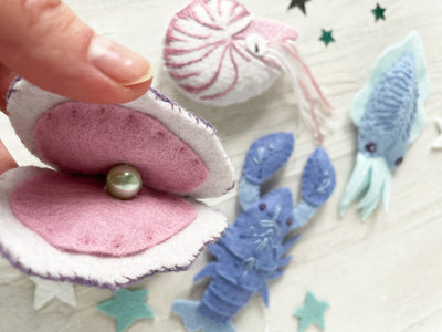 Mollusks and Crustaceans Sea Creatures, Felt Animals Plush Sewing Pattern