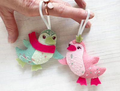 Felt Christmas Penguin Ornaments sewing pattern PDF download