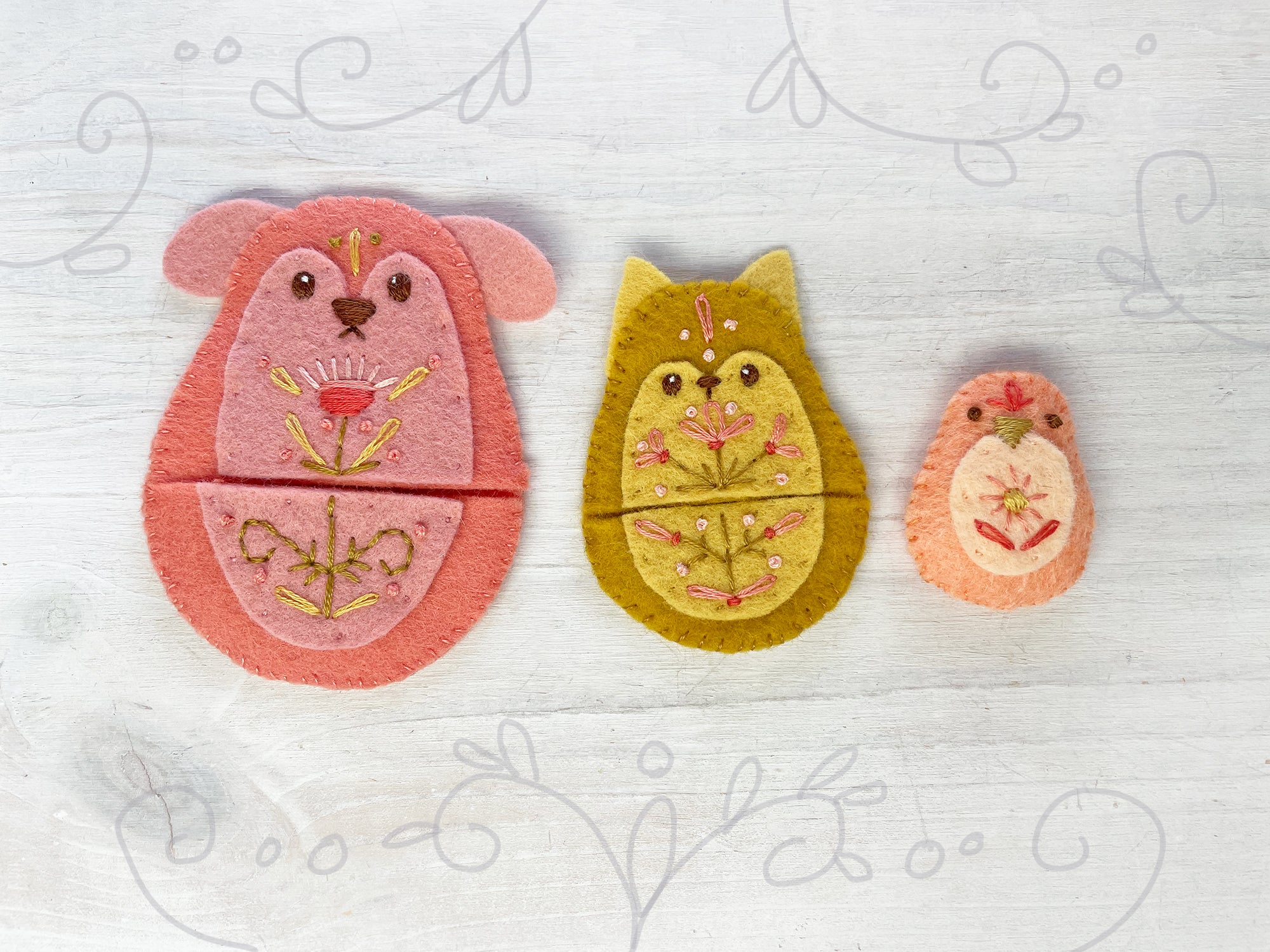 Nesting Doll Pets Felt Animals Matryoshka Plush Sewing Pattern – Little ...