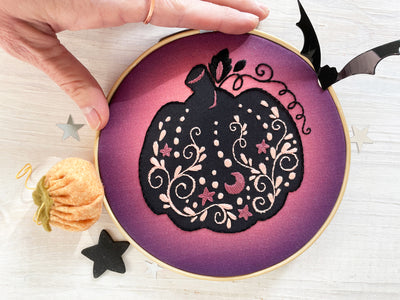 Intricate Pumpkin Halloween Hand Embroidery Sampler