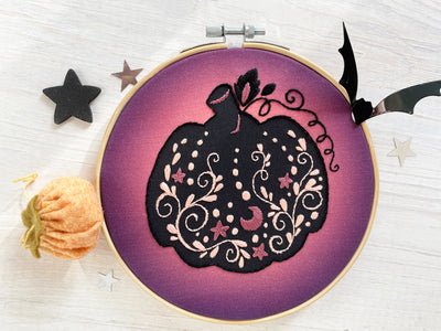 Intricate Pumpkin Halloween Hand Embroidery Sampler