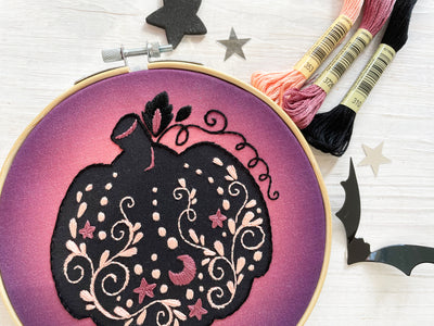Intricate Pumpkin Halloween Hand Embroidery Sampler