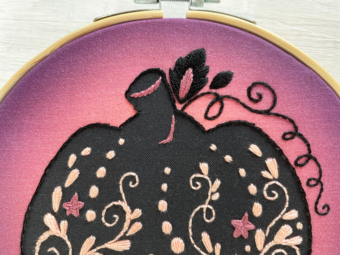 Intricate Pumpkin Halloween Hand Embroidery Sampler