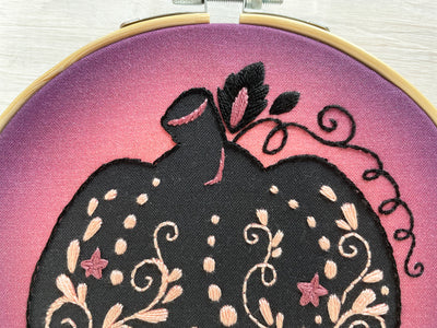 Intricate Pumpkin Halloween Hand Embroidery Sampler