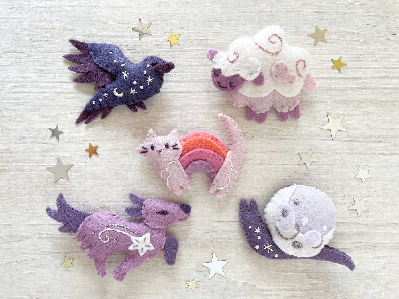 Celestial Fantasy Sky Creatures felt animal plush Sewing Pattern