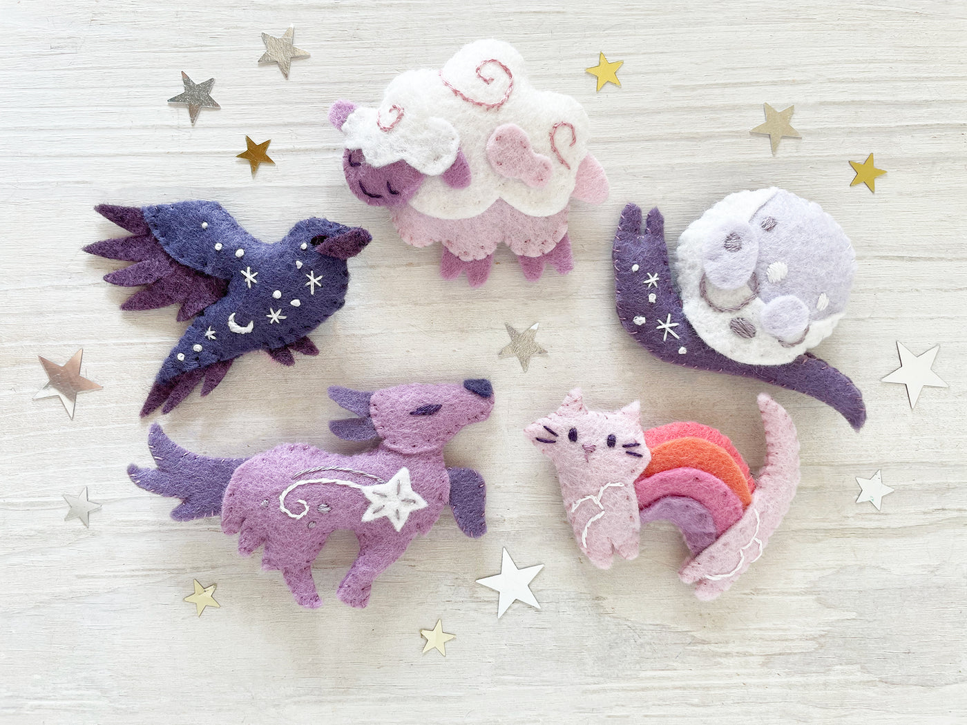 Celestial Fantasy Sky Creatures felt animal plush Sewing Pattern