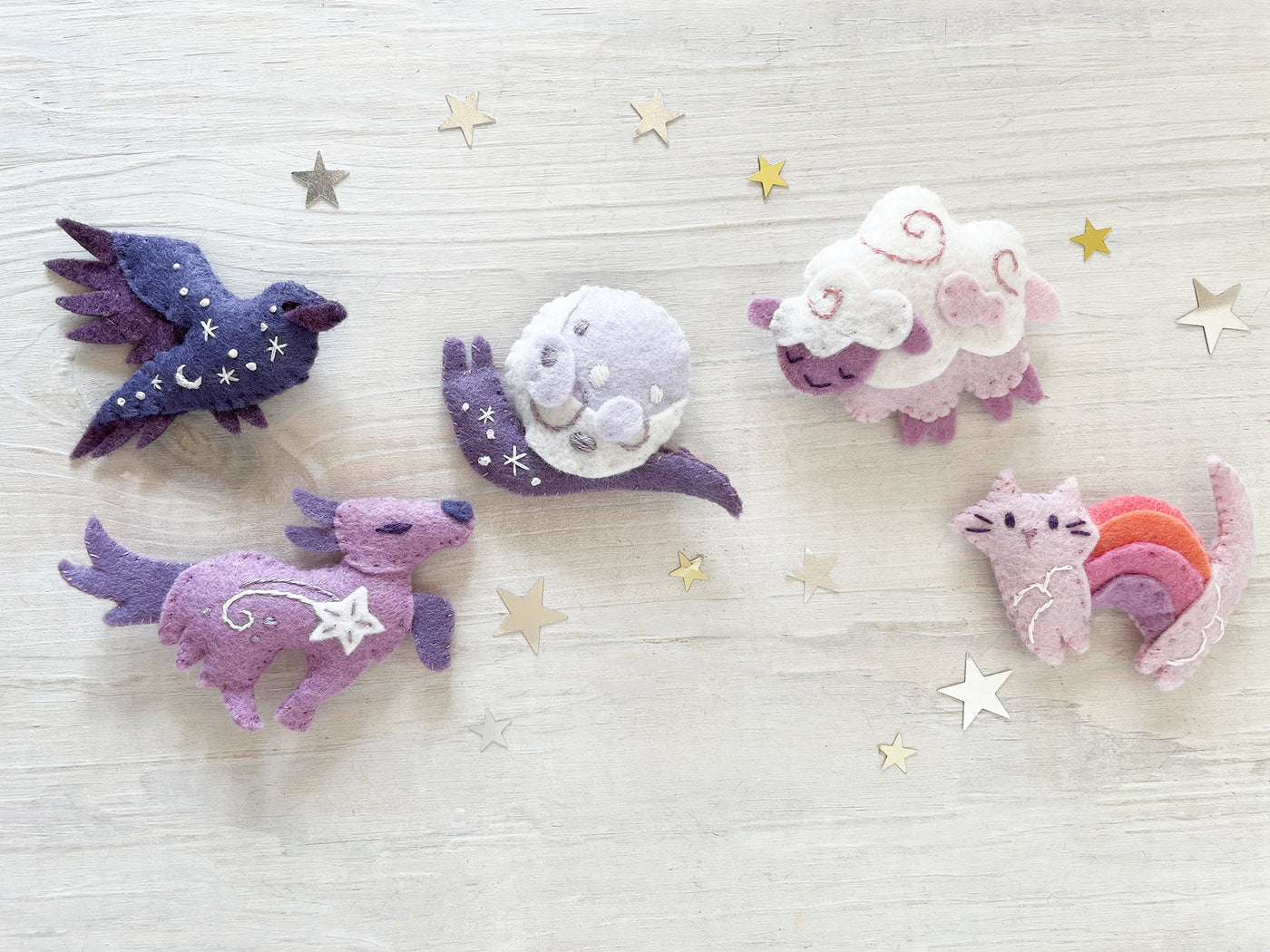 Celestial Fantasy Sky Creatures felt animal plush Sewing Pattern