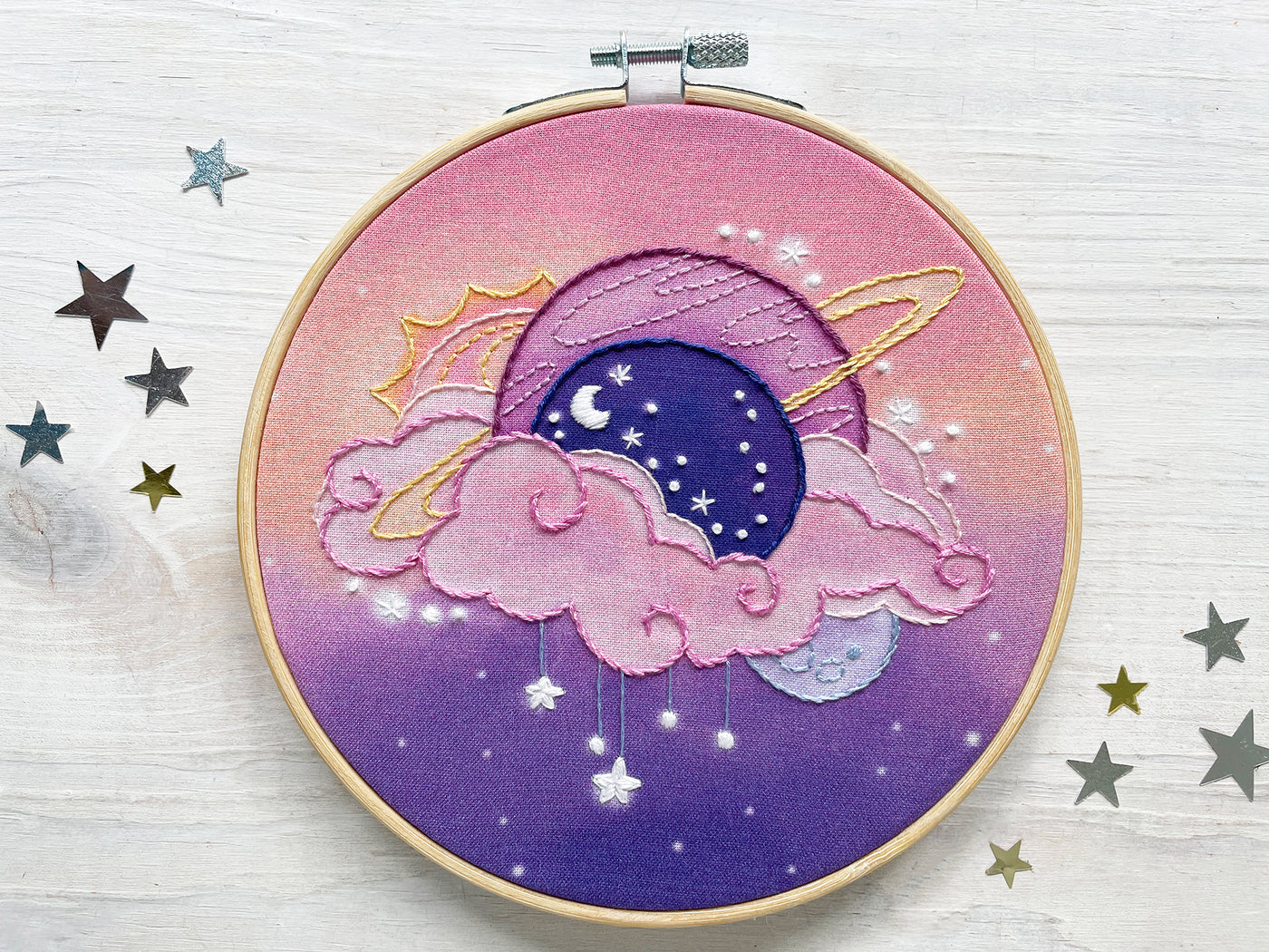 Space Fantasy celestial Hand Embroidery pattern PDF download
