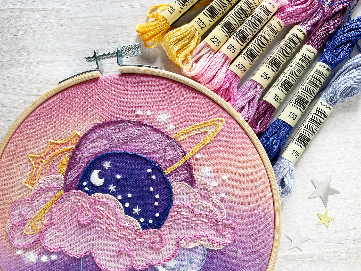 Space Fantasy celestial Hand Embroidery pattern PDF download