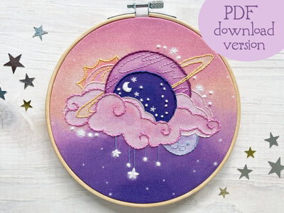 Space Fantasy celestial Hand Embroidery pattern PDF download