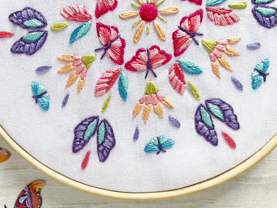 Summer Seasonal Mandala hand embroidery fabric sampler