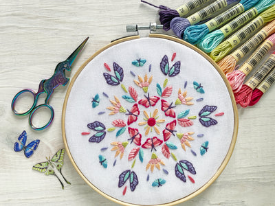 Summer Seasonal Mandala hand embroidery fabric sampler