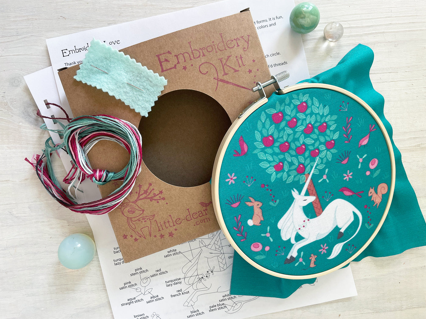 Unicorn Garden Full Kit Hand Embroidery DIY