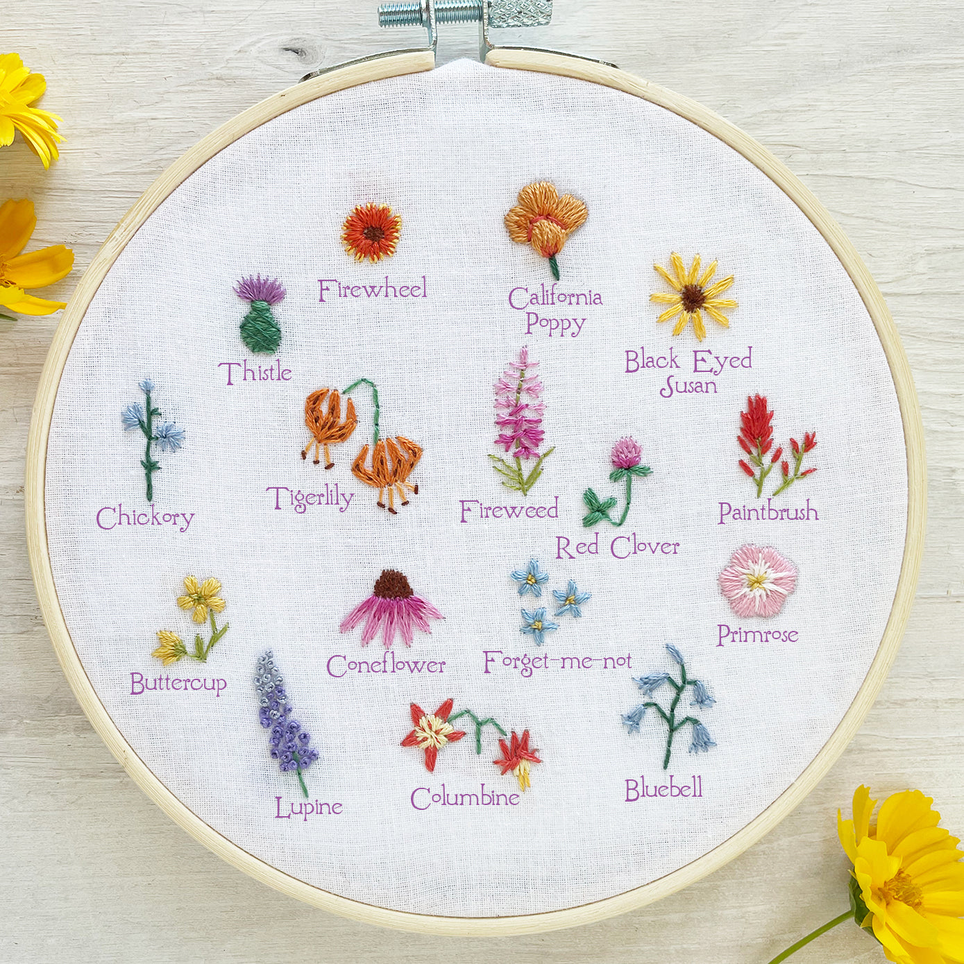 Tiny Wildflowers Hand Embroidery pattern download, mini floral design ...