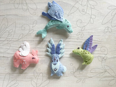Felt Fantasy Winged Fairy Animals Plush Sewing Pattern