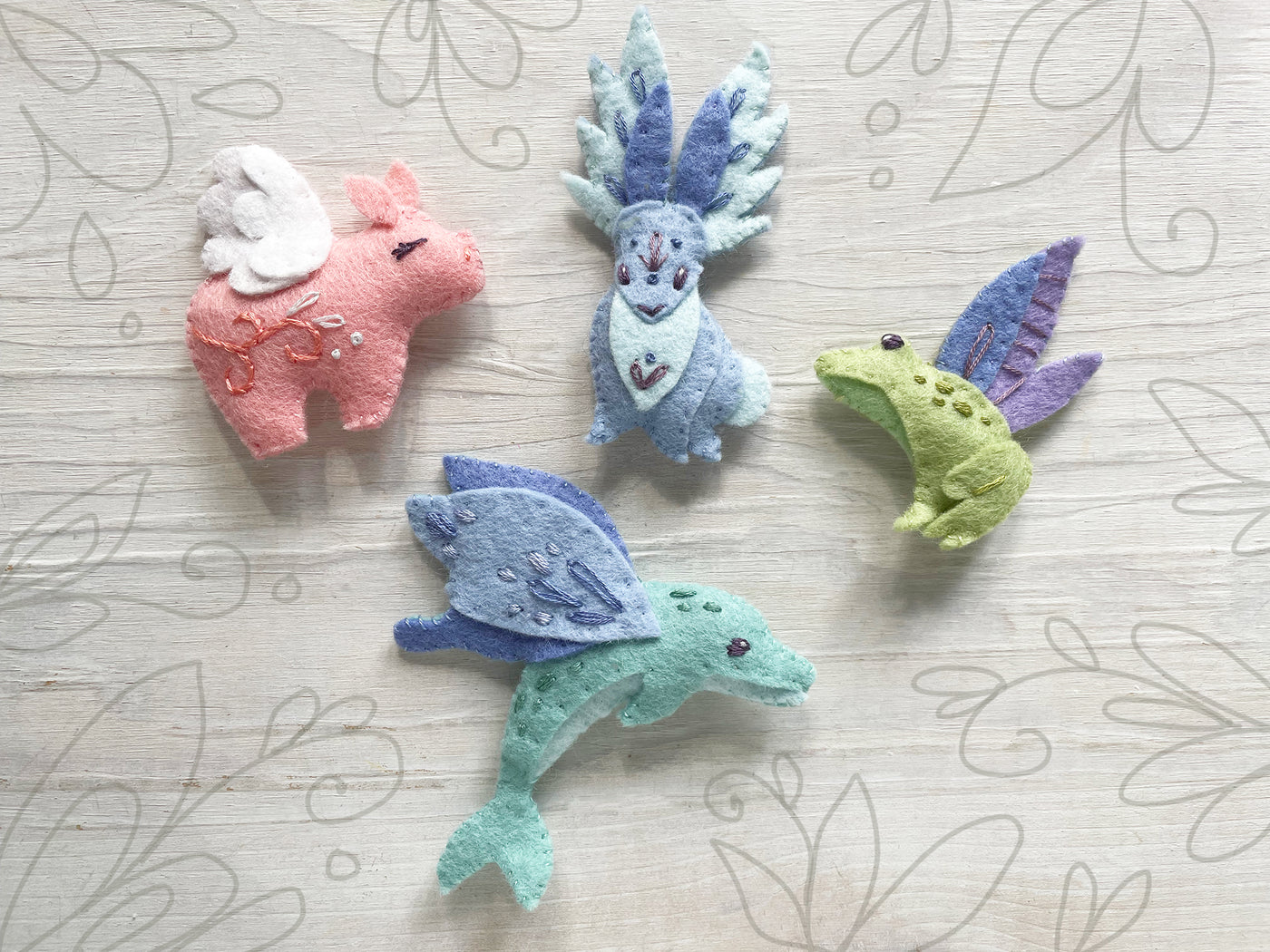 Felt Fantasy Winged Fairy Animals Plush Sewing Pattern