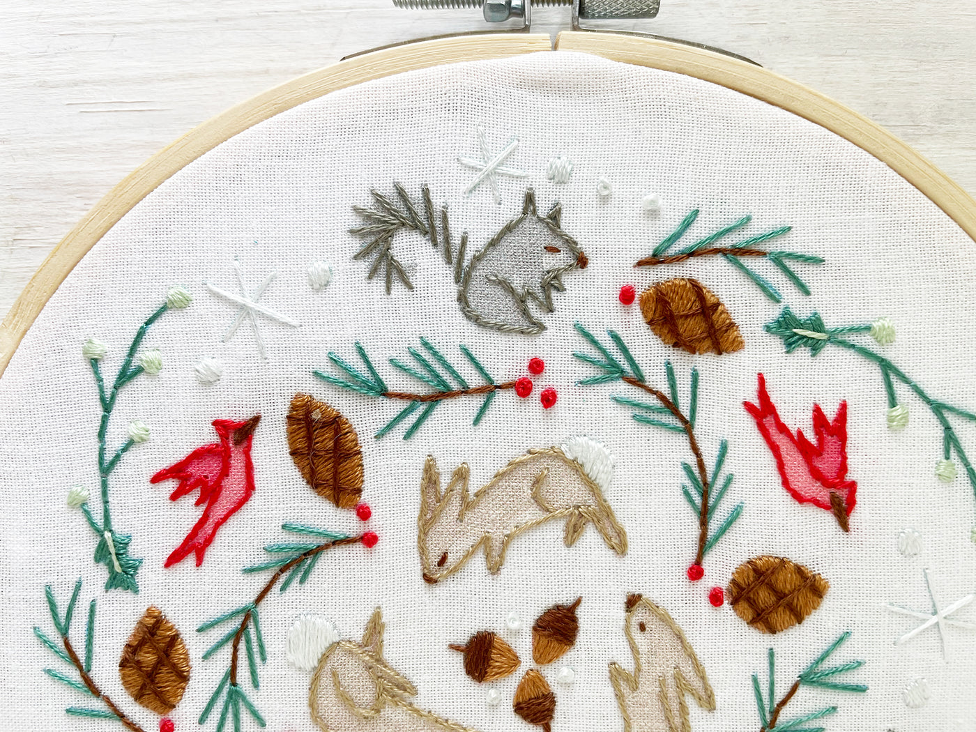 Winter Woodland Mandala Hand Embroidery Sampler