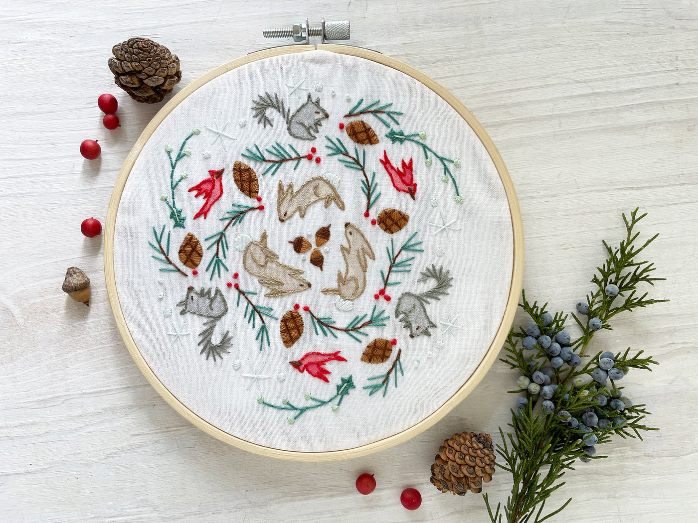 Winter Woodland Mandala PDF Hand Embroidery pattern