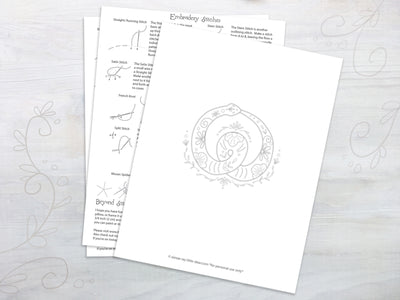 Year of the Snake Hand Embroidery pattern PDF download