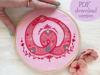 Year of the Snake Hand Embroidery pattern PDF download