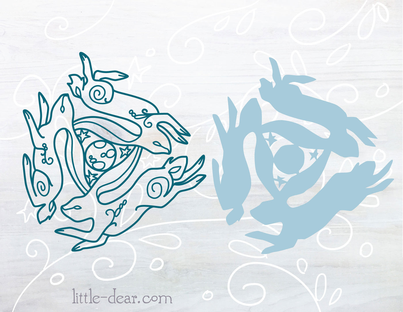 SVG Three Hares cut file for Cricut, Silhouette, PNG, JPG