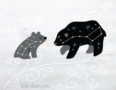 SVG Constellation Ursa Major and Minor Bears cut files, mama baby bear