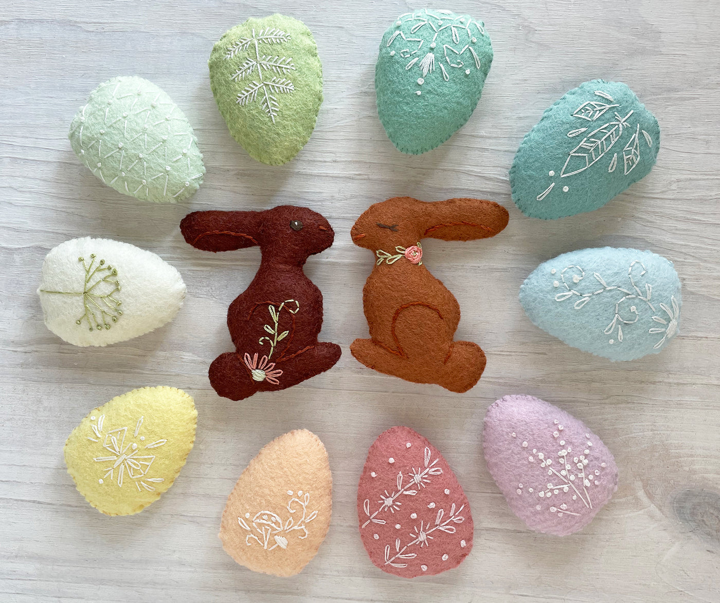 Easter Eggs and Chocolate Bunnies felt plush sewing pattern
