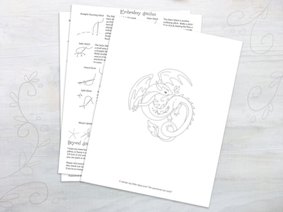 Pastel Dragon Hand Embroidery pattern download