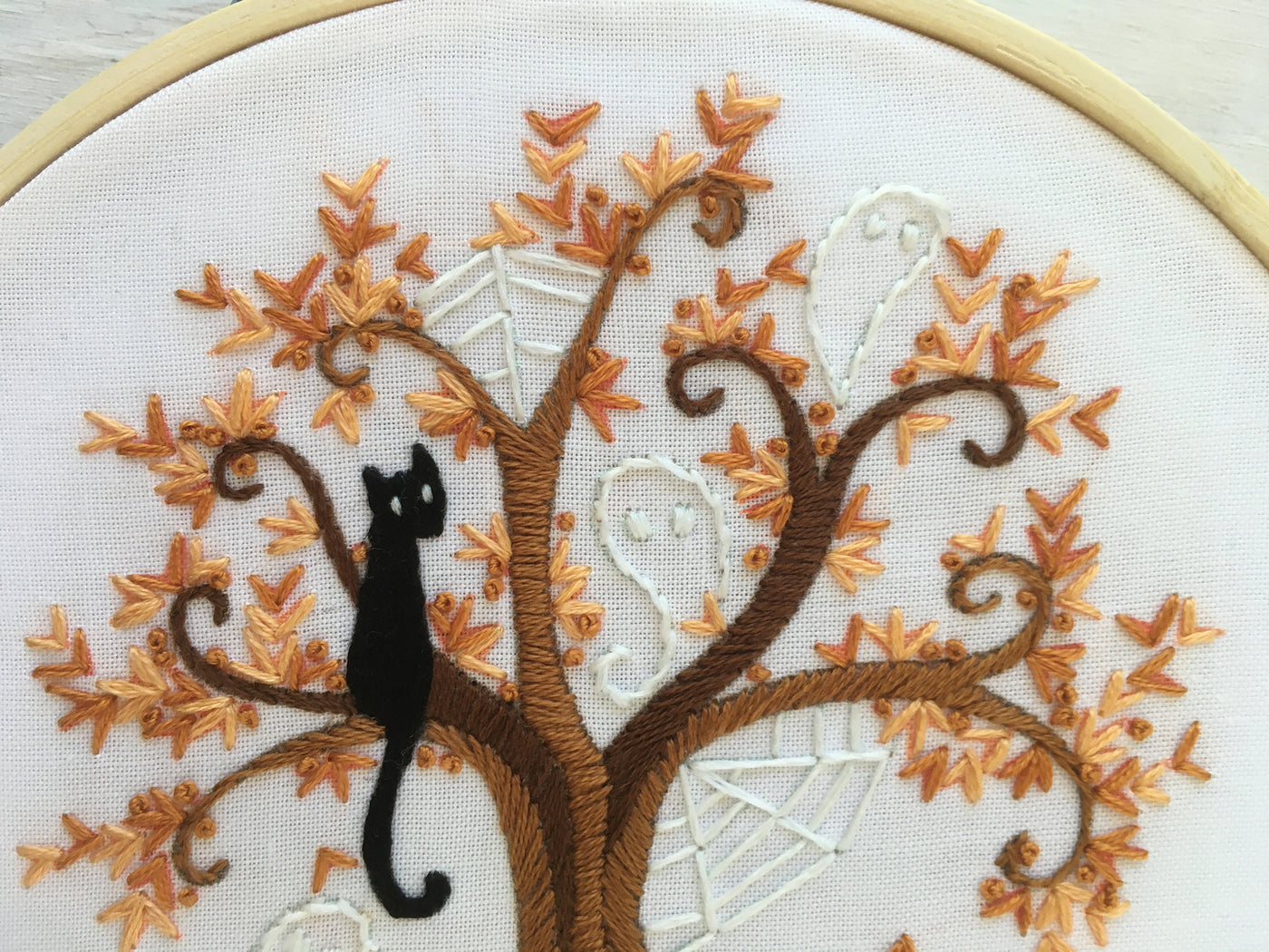Halloween Tree Hand Embroidery Sampler