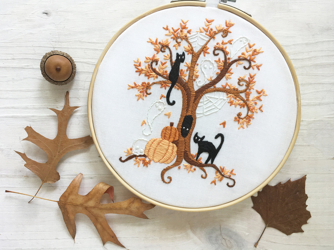 Halloween Tree Hand Embroidery Sampler