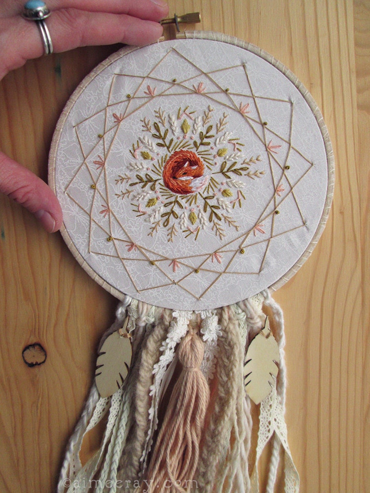 Sleeping Fox Mandala Hand Embroidery Pattern