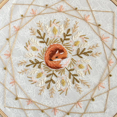 Sleeping Fox Mandala Hand Embroidery Pattern