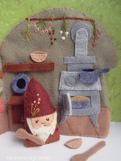 Cozy Mushroom Cottage Quiet Book Sewing Pattern for felt gnome house