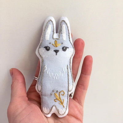 Bunny Plush with Hand Embroidery cut and sew doll