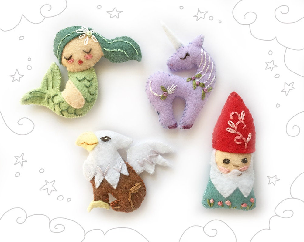 12 Mythical Creatures Felt Sewing Patterns – Little Dear Shop