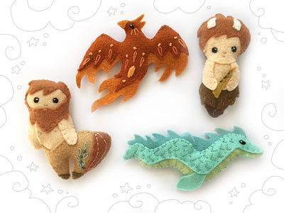 Mythical Creatures Felt Plush Sewing Pattern set 3