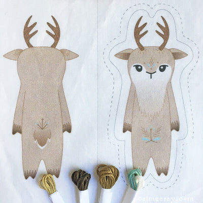 Little Deer Plush Doll Hand Embroidery cut and sew fabric