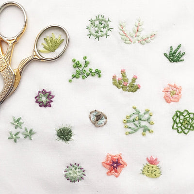 Tiny Succulents Hand Embroidery pattern download, cactus and plant design