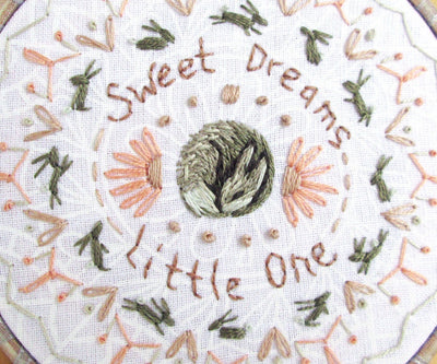 Sweet Dreams Little One, sleeping bunny mandala, hand embroidery pattern