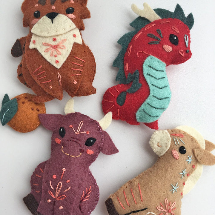 Chinese Zodiac set 3 Felt Animals Plush Sewing Pattern