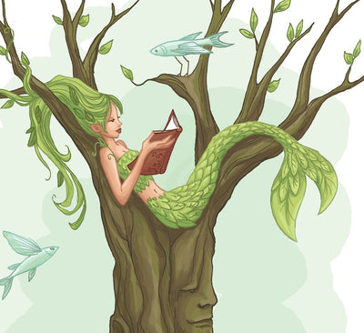 Mermaid Tree book lovers Printable wall art