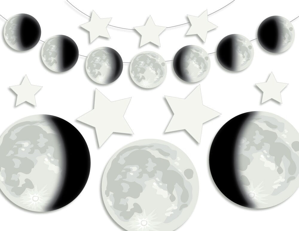 Printable Moon Phases and Stars night sky garland