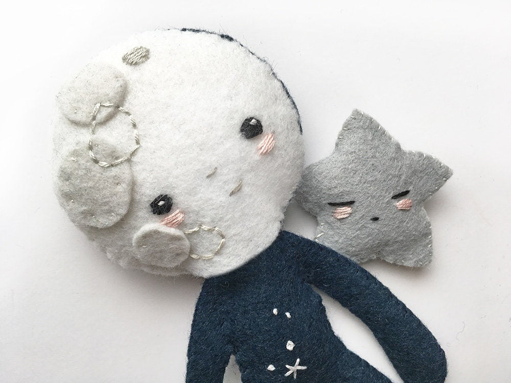 Moon Phases felt doll sewing pattern