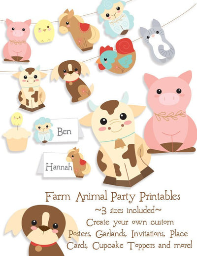 Farm Animals printable SVG craft files