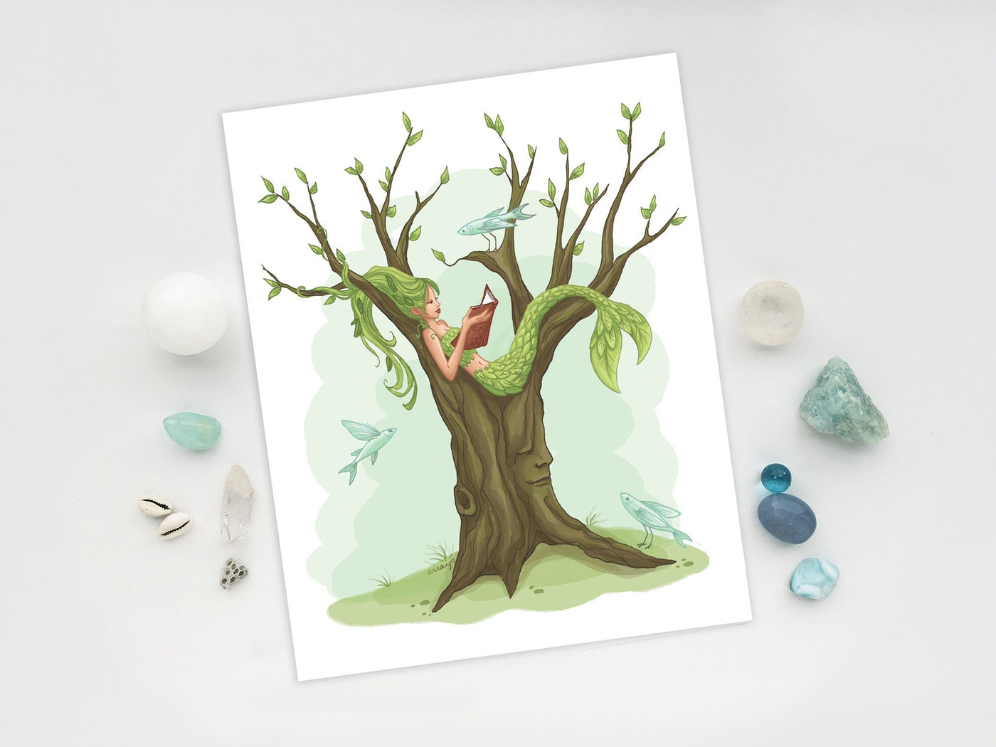 Mermaid Tree book lovers Printable wall art