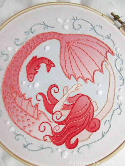 Mermaid Hand Embroidery fabric sampler