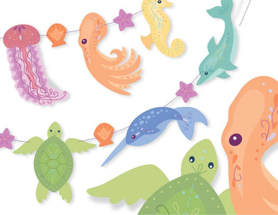 Rainbow Sea Creatures printable SVG